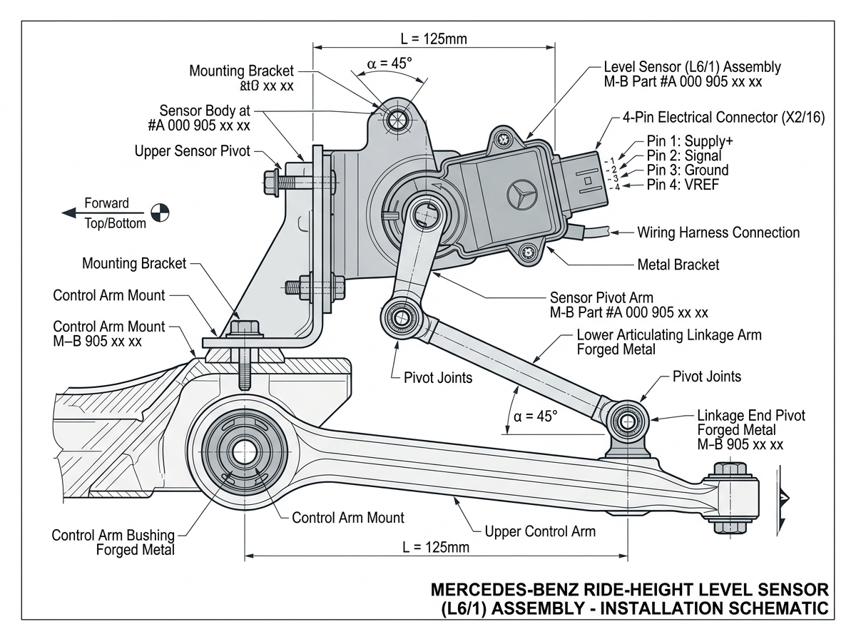 Front Suspension Ride Height Sensor Mounting