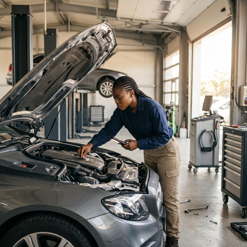 Diagnostic scanner checking engine