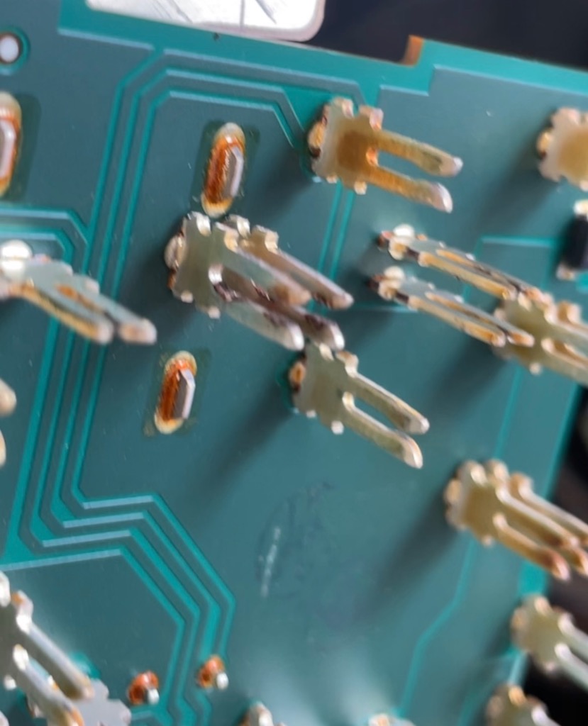 Close-up of widened relay female contact strips